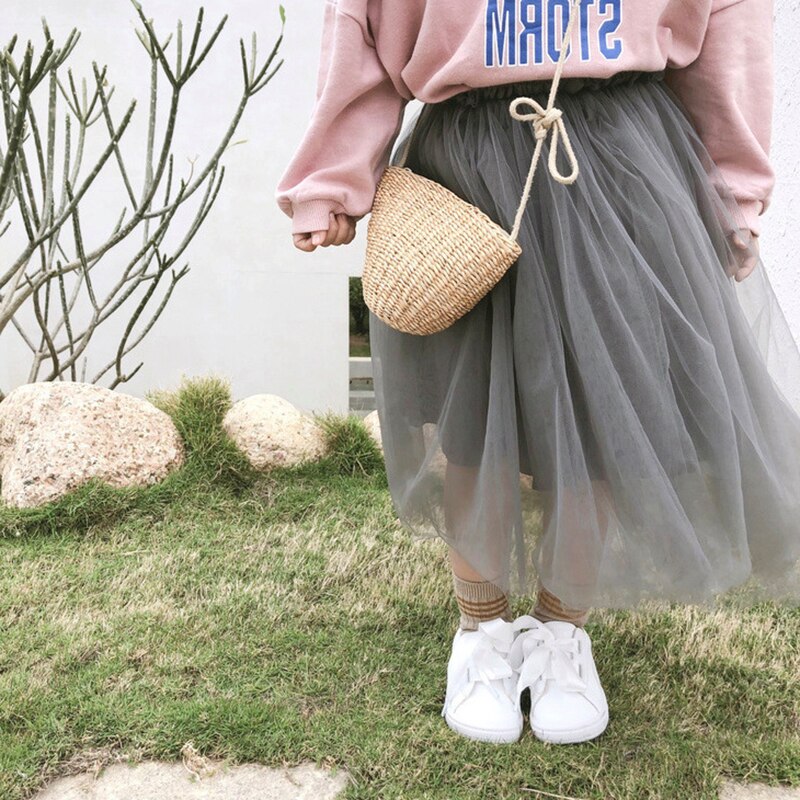 Bebis kläder höst rosa mesh tutu kjol barn prinsessor tjejer tyll kjol pettiskirt födelsedagsfest kawaii kjolar 1-8y