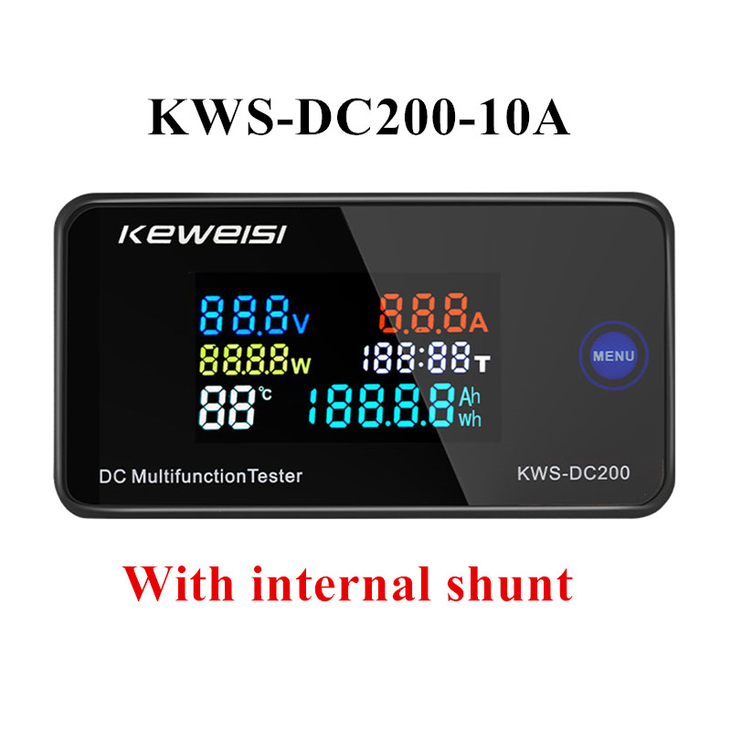 KWS-DC-200 Digitales Voltmeter, Amperemeter, DC 0–200 V, KWS Energie Energie Meter, LED-Farbe, DC, elektrisches Wattmeter mit zurücksetzen-Funktion, 0–100 A: Silber