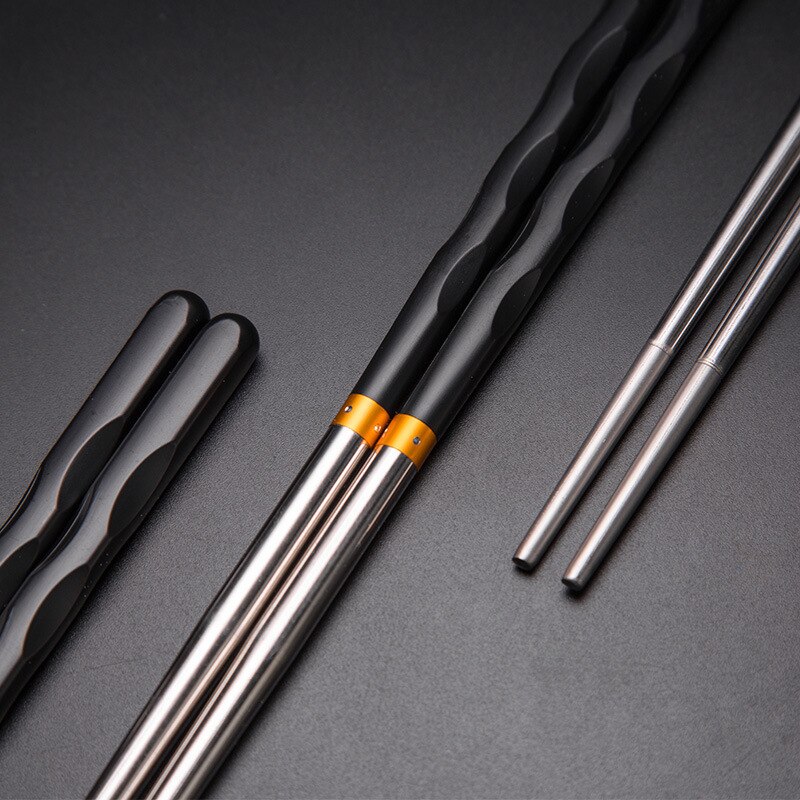 1 Pair Stainless Steel Chinese Chopsticks Japanese Wand Metal Food Sticks Korean Sushi Noodles Chopsticks Reusable Food Stick