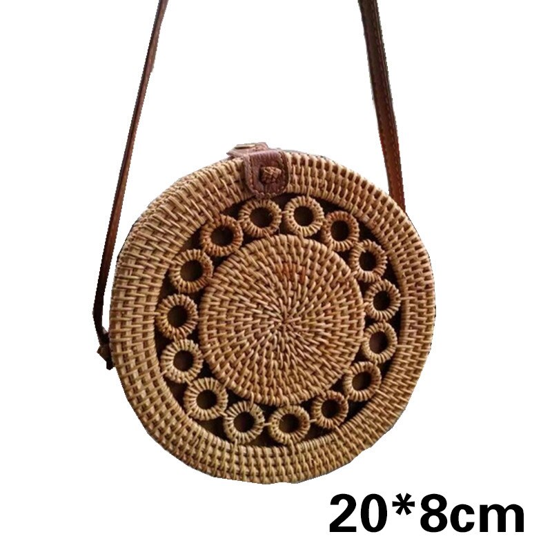 Ronde Strozak Rotan Vrouwen Tas Zomer Holle Handgemaakte Messenger Crossbody Tas Strand Handtassen Bohemen Bolsas Femininas: Style27