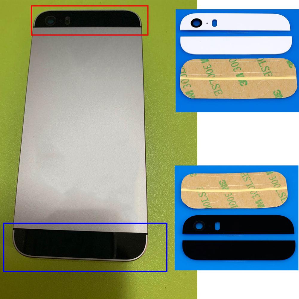 1Set Back Glas Voor Iphone 5 5S Se Terug Behuizing Glas Top Bottom Vervangende Onderdelen Met Camera Flash lens Cirkel + 3M Sticker