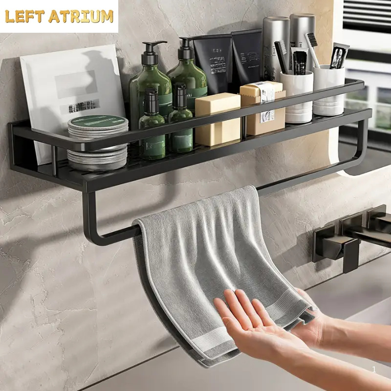 Black Bathroom Shower Room Storage Rack Toiletries Shelf Storage Is Perfect For Bathroom Item Storage