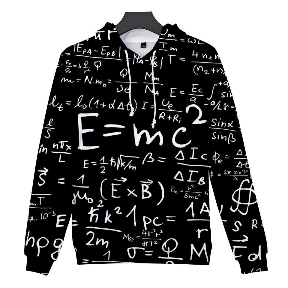 Aikooki E = MC2 Fun 3D Hoodies Sweatshirts Men/Women Print Black 3D Hoodies E = MC2 Hooded Mens pullovers XXS-4XL