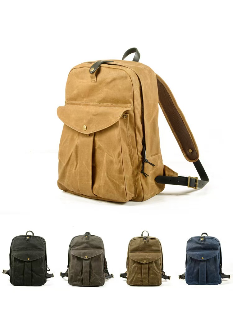 Retro rygsæk udendørs stor kapacitet rejserygsæk vandtæt olievoks lærred patchwork læder vandretaske