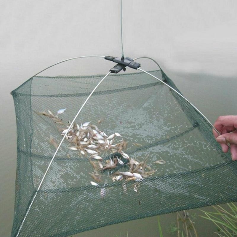 Fishing Net Foldable Folding Mesh Nylon Fishing Net Baits Trap Cast Dip Crab Shrimp Nets Automatic Trap Outdoor Fishnet