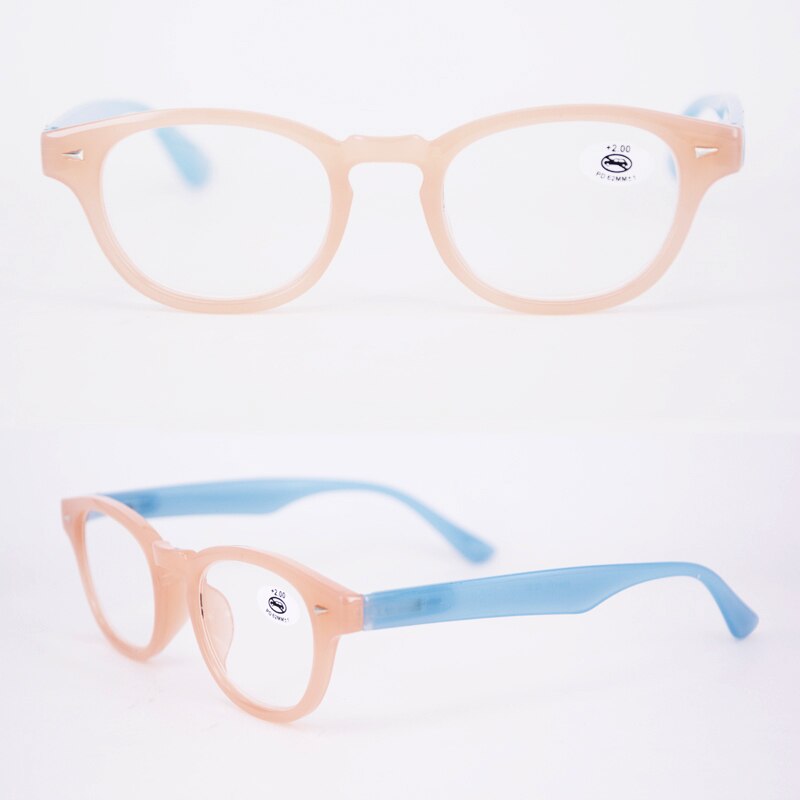 Damesleesbril blauw roze met etui en doekje korting ovaal dames optisch montuur glas