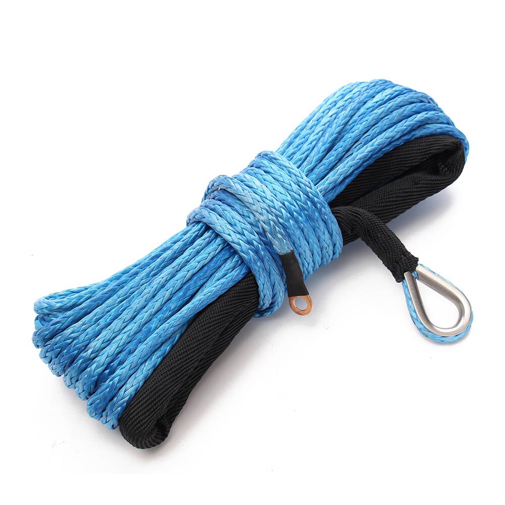 6mm x15m syntetiskt vinschlina i nylon med mantel blå för atv utv  td326: Default Title