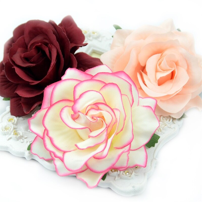 3Pcs 10 Cm Grote Kunstmatige Rose Silk Flower Heads Voor Bruiloft Decoratie Diy Krans Geschenkdoos Scrapbooking Craft Nep bloemen