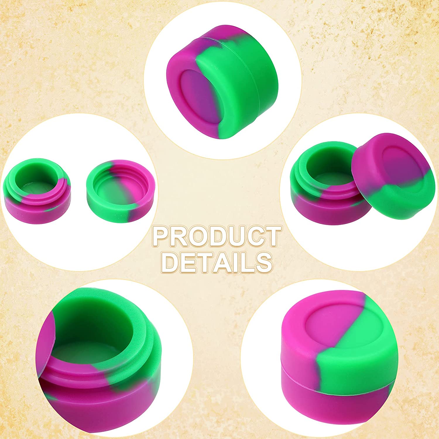 6 Pieces 3ml Silicone Wax Dab Containers