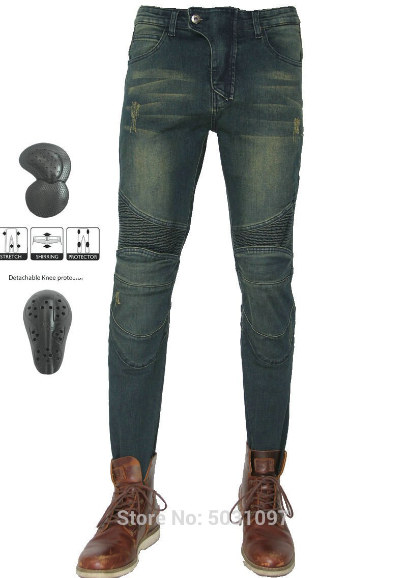 volero motorcycle riding pants men's slim casual jeans protective cycling trousers dirty-blue moto sports pants: pants N upads / 28