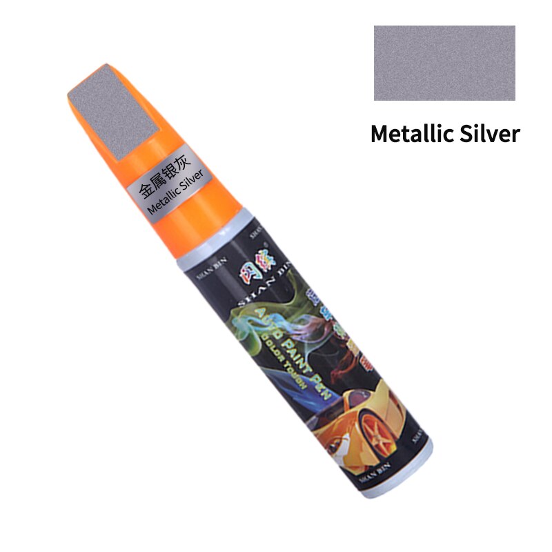 20 Colors Car Mending Fill Paint Pen Tool Applicator Waterproof Touch Up Car Paint Repair Coat Painting Scratch Clear Remover: Metallic silver