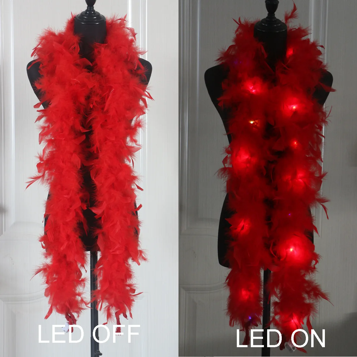 Federboa, LED-Lichterkette, Schal, Lichterkette, leuchtende Federstiefel, 2 m, für Party, Hochzeit, Weihnachtsbaum, Heimdekoration, Halloween: YELLOW