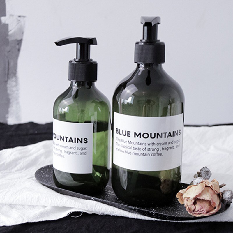 Botella de jabón de estilo nórdico para baño, botella rellenable de Gel de ducha marrón, para champú, acondicionador de pelo, lociones, dispensador de prensa, 300/500ml