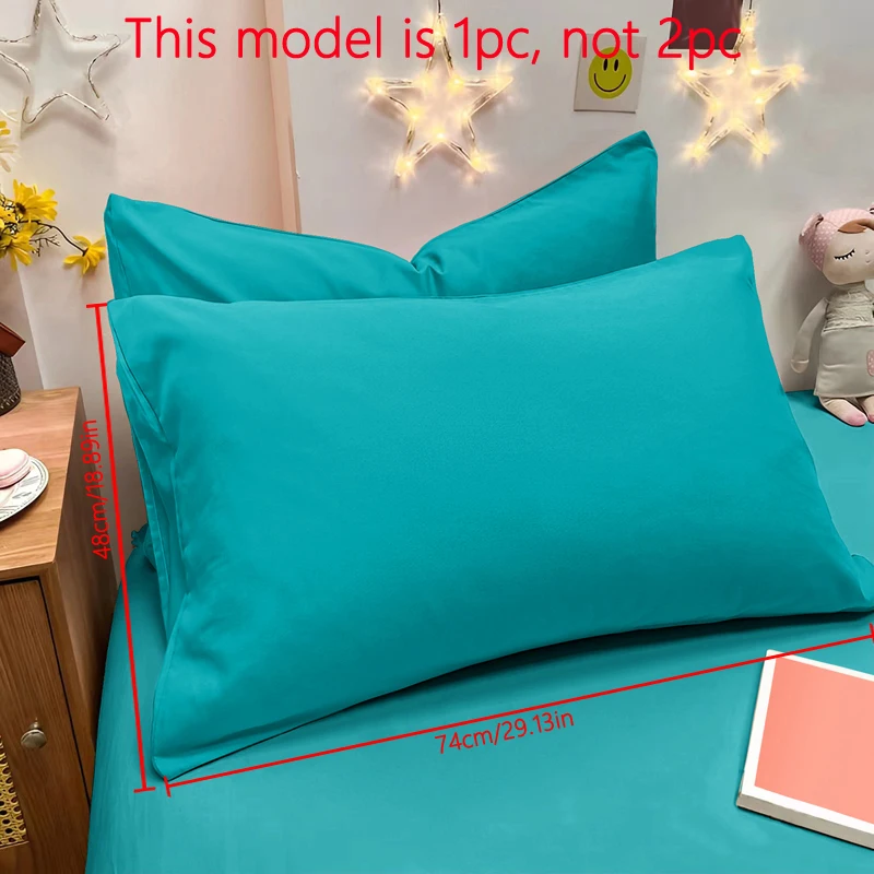 1 Piece Of Matte Solid Color Pillowcase, Bedroom Pocket Sealed Soft Pillowcase, Bedding: Blue