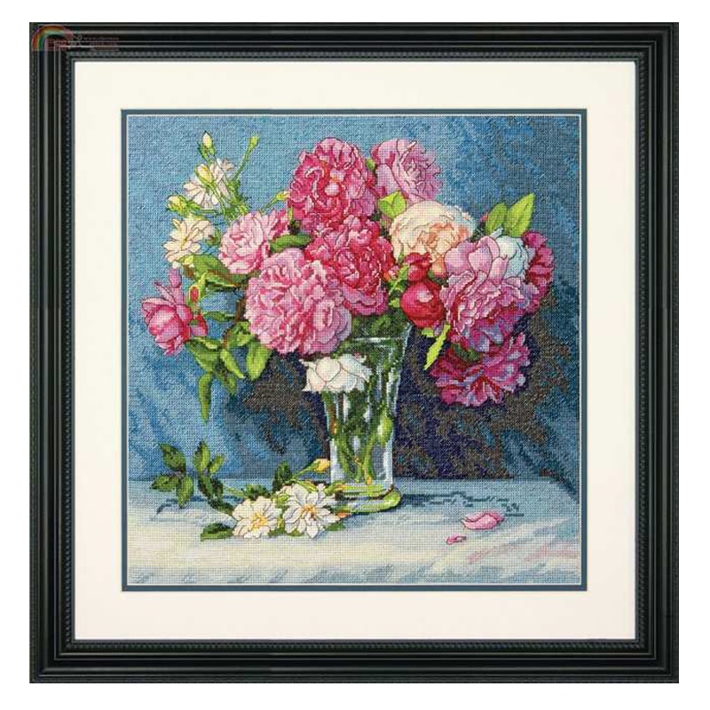 Lovely Gold Collection Counted Cross Stitch Kit Mary's Bouquet Peony Peonies Flower Flowers in Vase dim 35295 70-35295