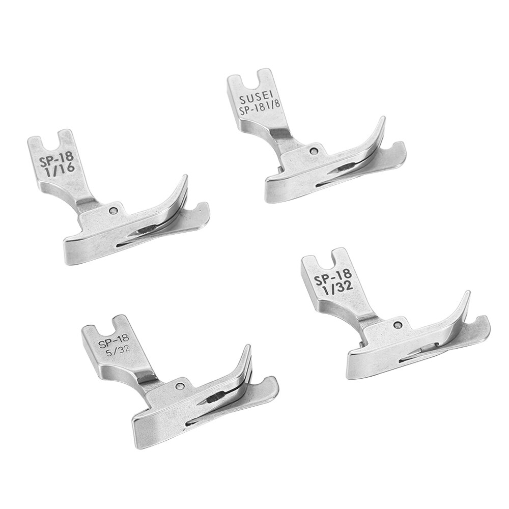 Pied-de-biche en métal pour Machine à coudre industrielle 1/4, 1/8, 3/8, 1/16, 3/16, 5/16, 1/32, SP-18, bord mobile, aiguille simple, 1 pièce