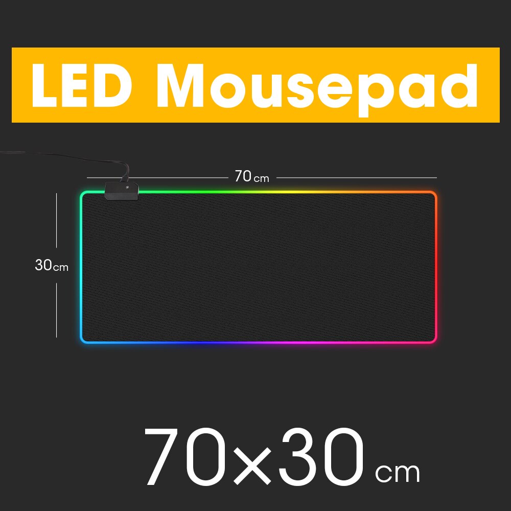 LED Light Gaming Mouse Pad RGB Super Soft Large Keyboard Cover Non-Slip Rubber Base Computer Carpet Desk Mat PC Game MousePad: LED 70 x 30 cm