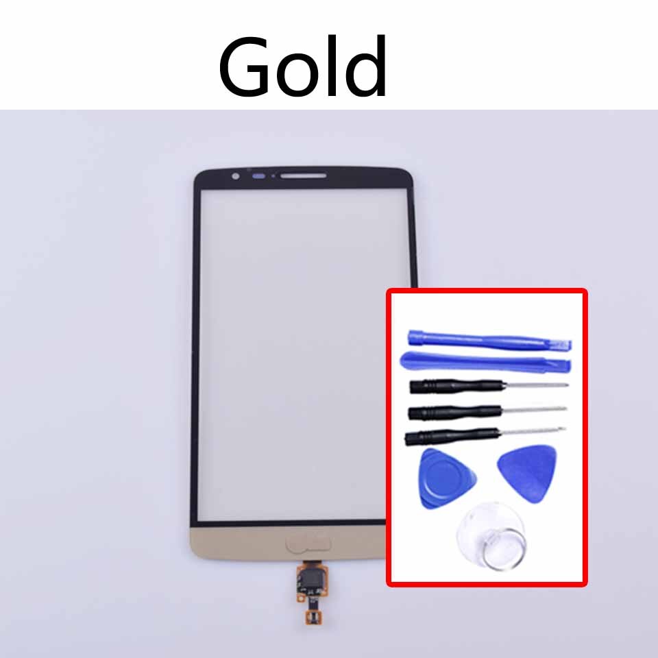 For LG G3 Stylus D690 D690N Touch Screen Digitizer Front Glass Panel Sensor Replacement: Gold-With tool