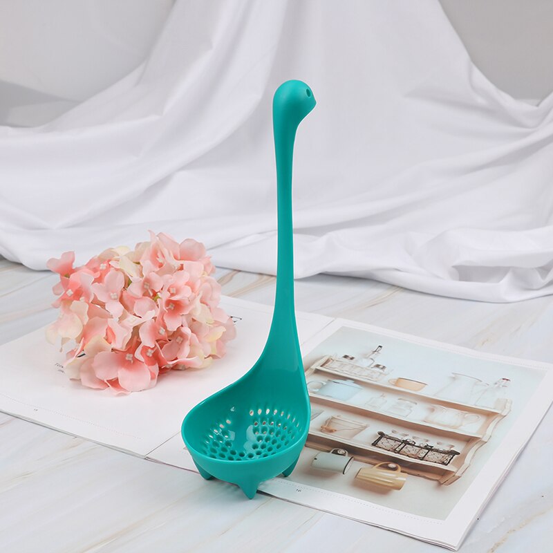 Food-Grade Pp Leuke Dinosaurus Soeplepels Cartoon Monster Lange Staal Servies Servies Creatieve Modellering Pollepel Keuken Gere: Blue