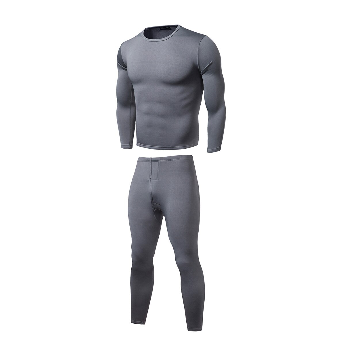 2020 2PCS Degli Uomini di Inverno Caldo Completi Da Notte E Pigiami Ultra-morbido Foderato In Pile Termico Top & Bottom Set di Biancheria Intima: Grigio / XL