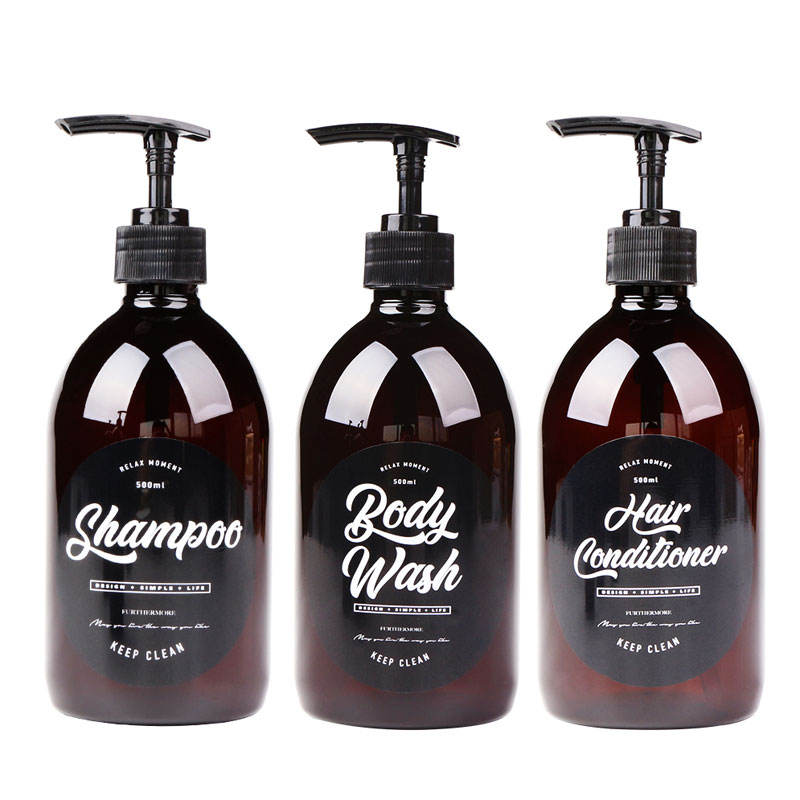 500 ml Haustier-Flüssigseifenflasche, braun, für Badezimmer, Duschgel, nachfüllbare Flasche, Shampoo, Shampoo, SpüLunge, Lotion, Pressspender