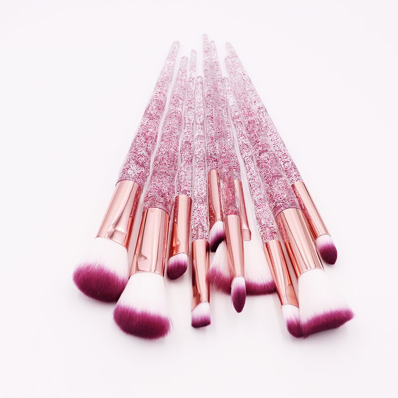 10pcs Diamond Makeup Brushes Set Crystal Brush Powder Blush Foundation Eyeshadow Brush Diamond Make up brush Kits maquiagem: Purple
