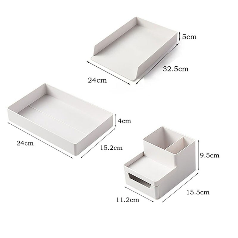 Office Stackable Storage Box Desktop Multi-purpose Stationery Document Paper Organizer Tray A4 File Folder Phone Pen Holder Box