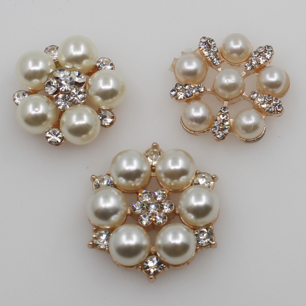 10pc gemengde maten strass parelknopen bruiloft decoratie diy flatback gouden kleding scrapbooking knutselen accessoires