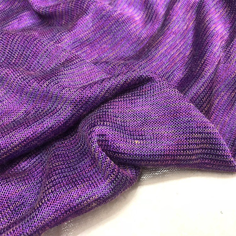 super skin friendly linen elastic mercerizing knitting pure cotton color silk like fabric imported jacquard cotton fabric: Purple