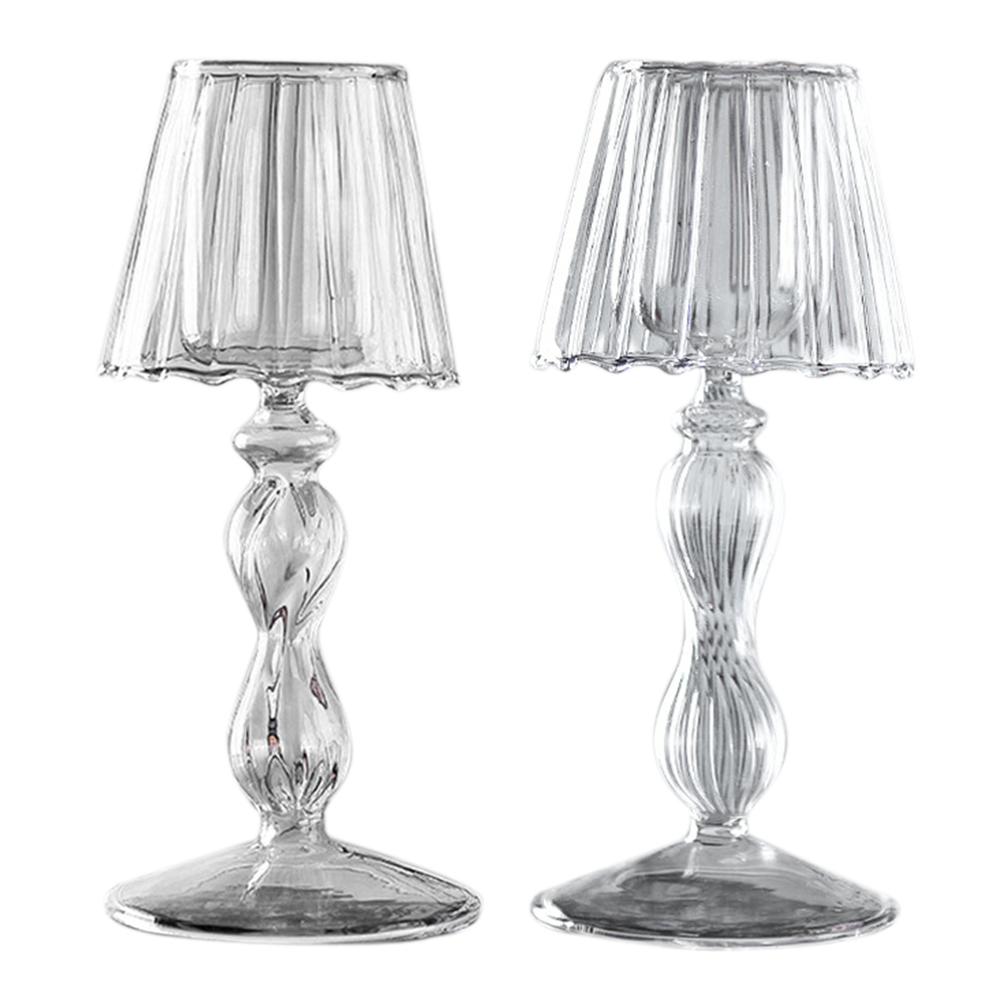 Europese stijl Kaarshouder Transparante Glazen Tafel Lamp Vorm Bruiloft Romantische Kaarslicht Home Decoratie