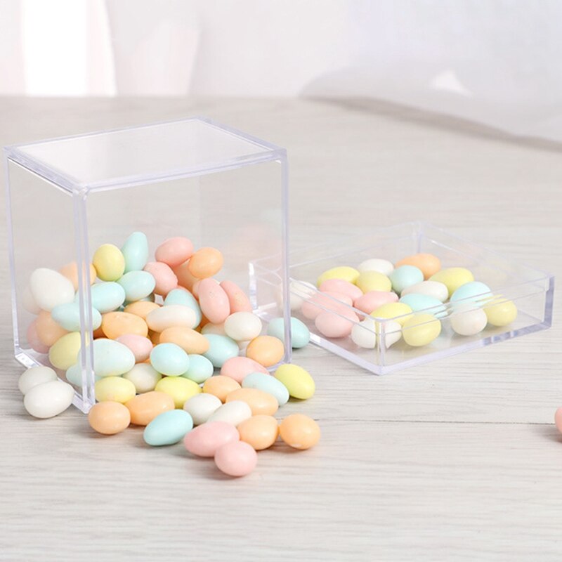 24Pcs Transparent Plastic Candy Box Biscuits Cookies Packing Box Party Treat Boxes Square Container
