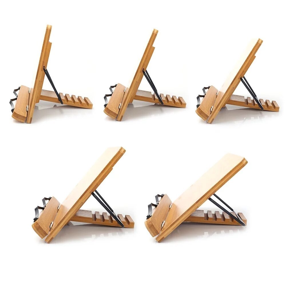 Bogreol læring hylde justerbar bogholder bambus kogebog læsebord bærbar robust letvægts bogstand lærebøger