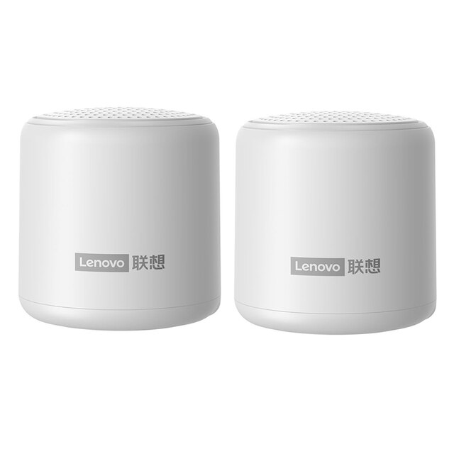 Altoparlante Wireless portatile Lenovo L01 TWS altoparlante compatibile Bluetooth Mini colonna Stereo Surround Bass Box Mic Music Sound: white 2pcs