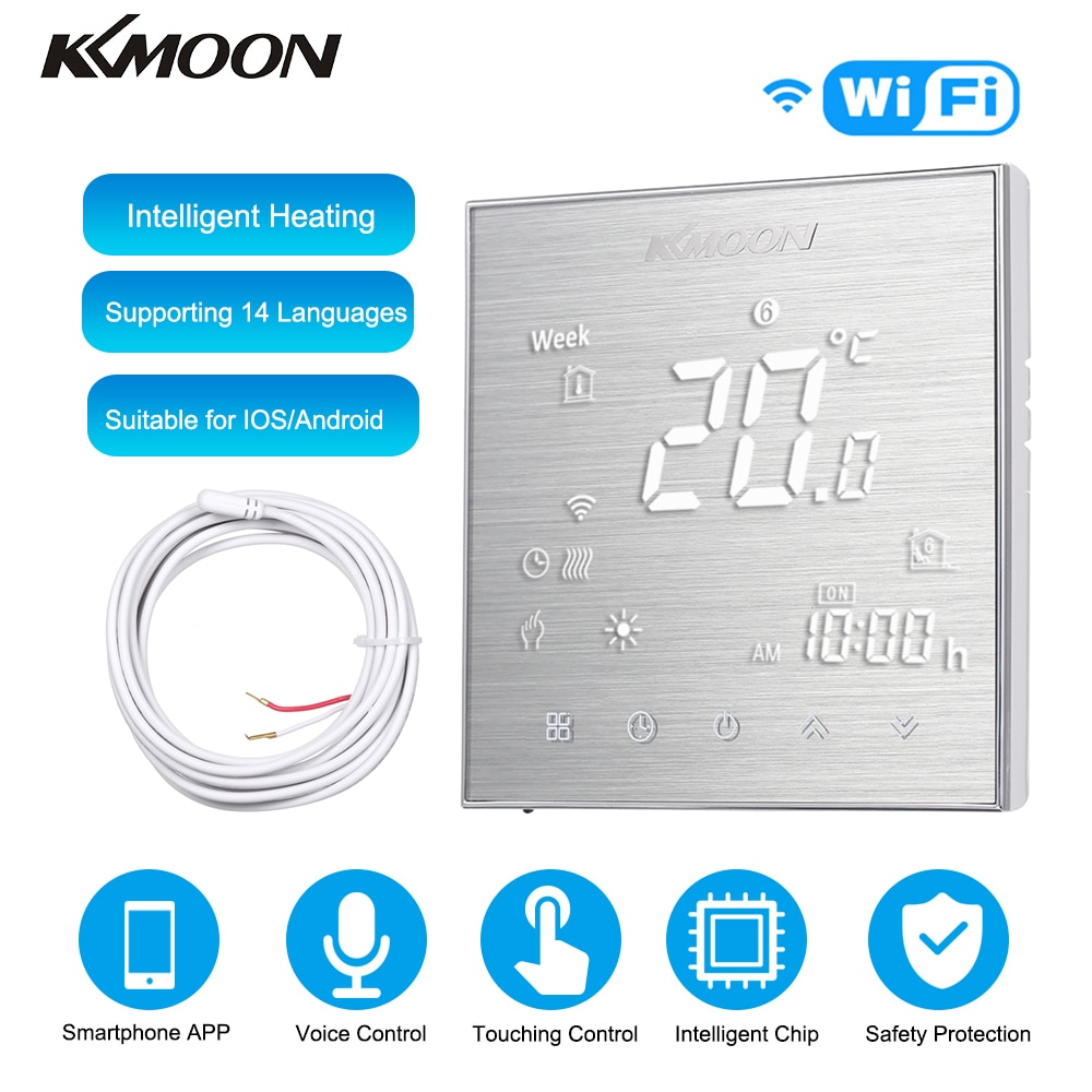 Kkmoon digital gulvvarme termostat til elvarmesystem gulvluftsensor wifi hjem stuetemperatur controller: Ba med wifi