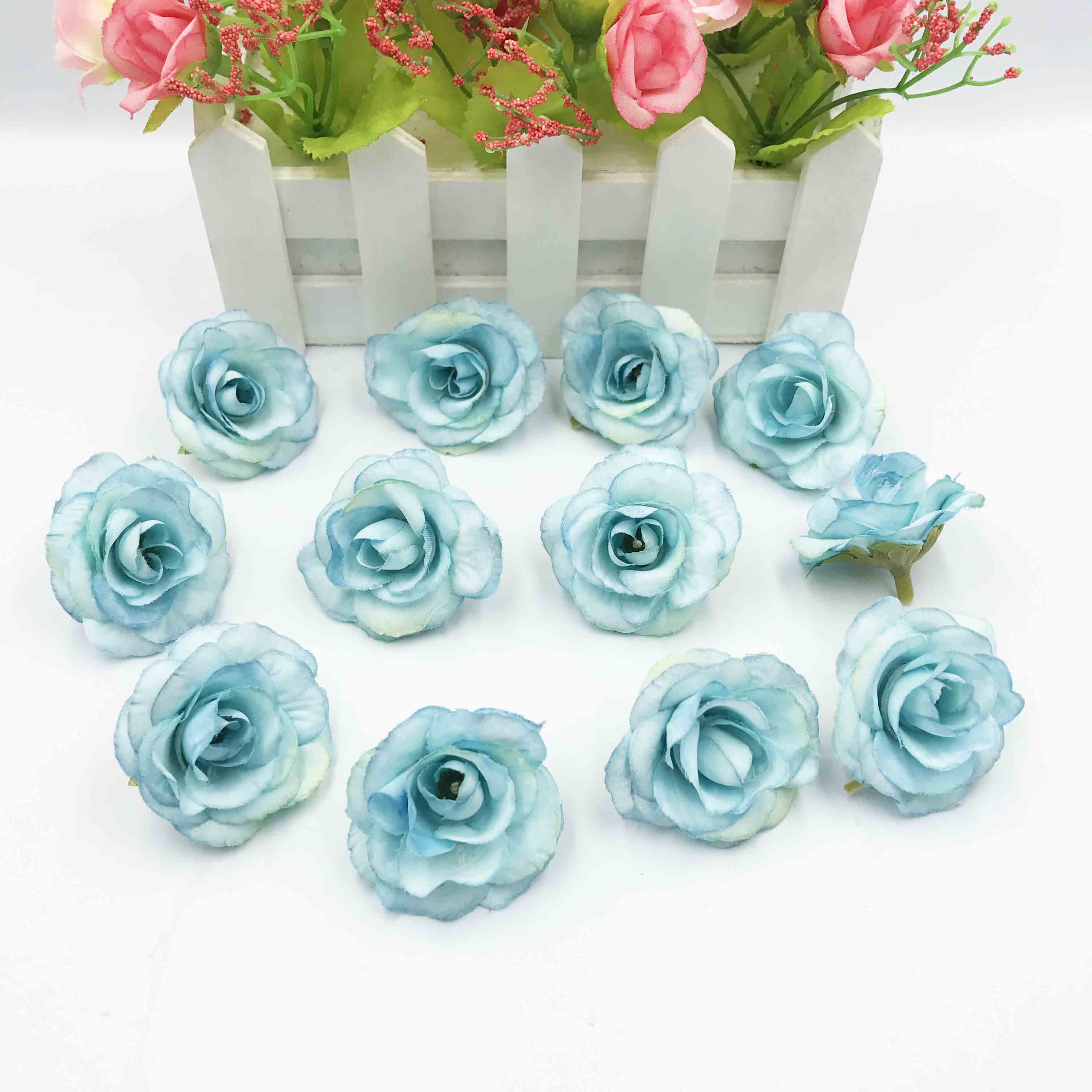 10 stuks kunstbloemen, 4cm zijden rozenbloemen, bruiloftsfeest, huisdecoratie, doe-het-zelfkrans, plakboekdoos, knutselwerkje: 5