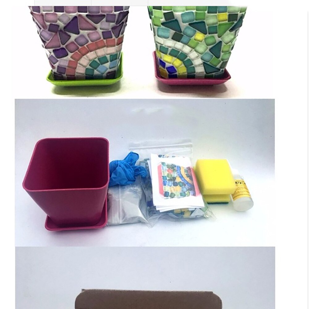 Mini maceta de plantas suculentas Multicolor, mosaico de arte polígono, azulejos, Material para manualidades y manualidades DIY