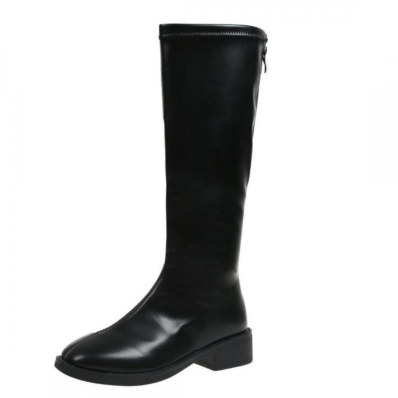 Botas Largas hasta la rodilla a la para mujer, botas negras cómodas para primavera y otoño para mujer, zapatos con cremallera 35-40: 35