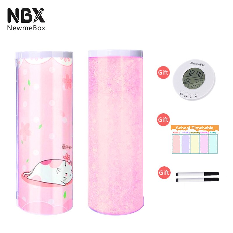 NBX School Pencil Case For Girls Kawaii Cat Paw Pencilcase Pink Clear Plastic Pen Box Stand Up Large Capacity Stationery Holder: standard 3