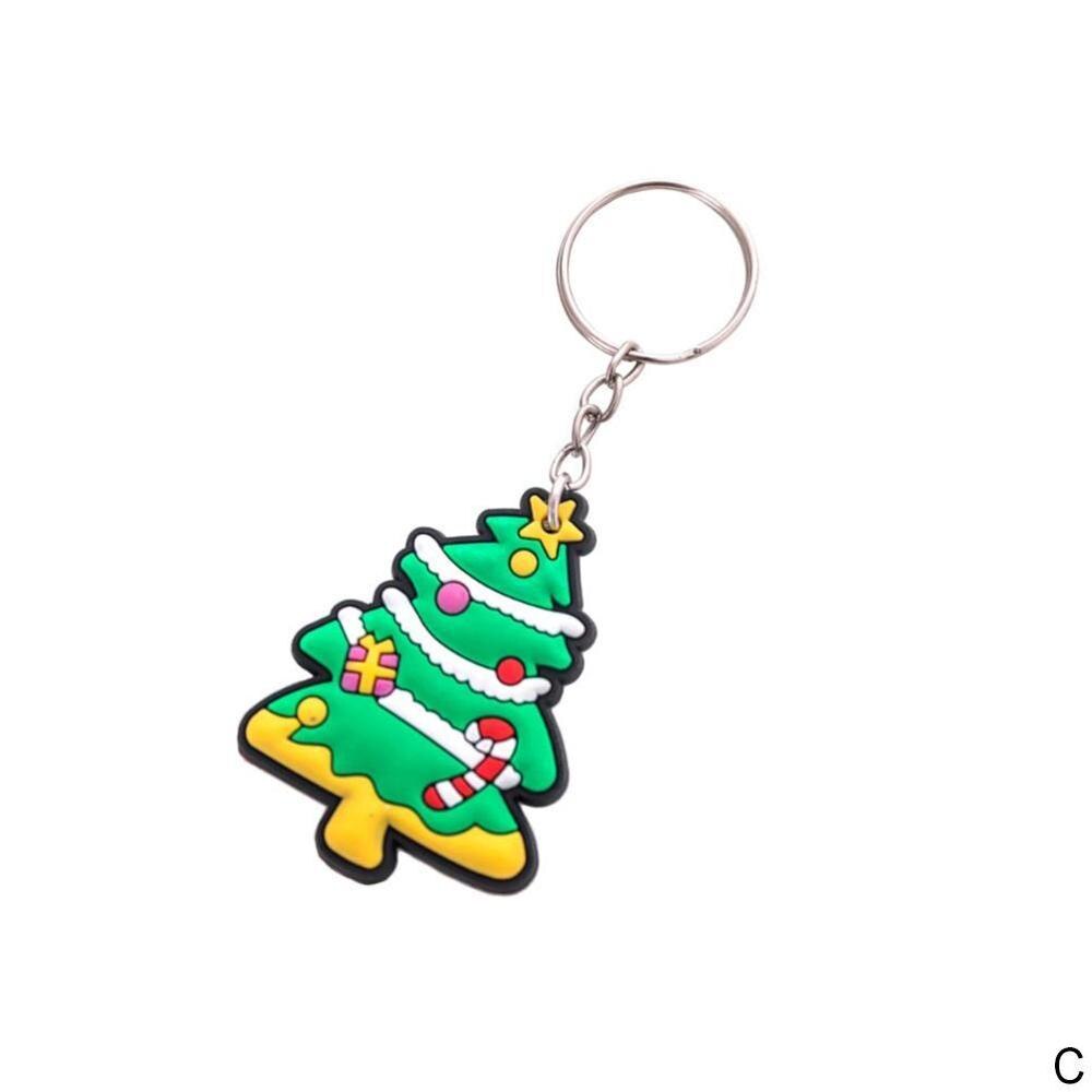 2pc kerst sleutelhangers cartoon kerstman kerstsieraden voor mannen vrouwen claus sneeuwpop sleutelhanger penda  x8 u 8: Grijs