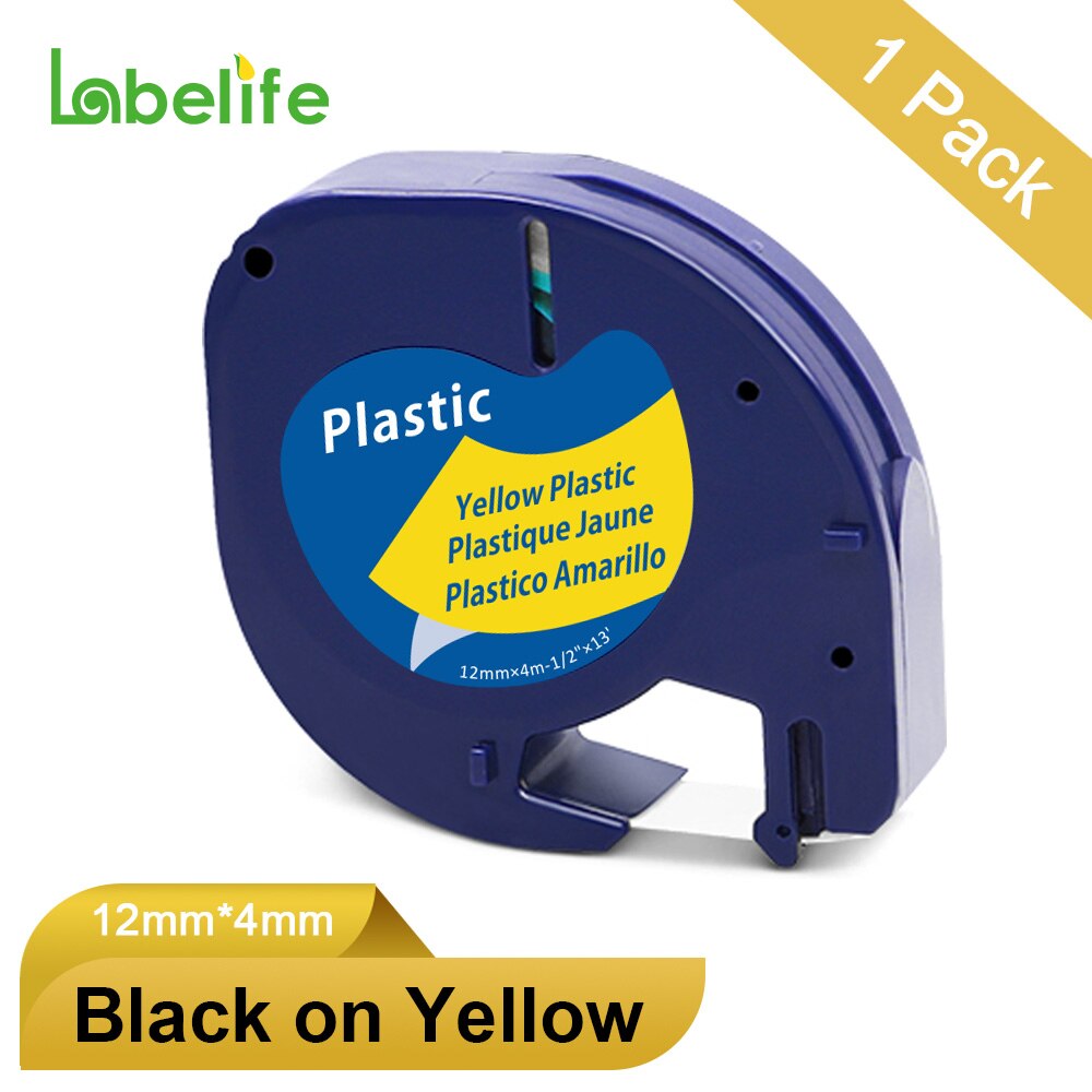 1Pc 91201 91200 91202 91203 91204 91205 12267 12Mm Labeltapes Compatibel Voor Dymo Letratag Voor Dymo LT-100H LT-100T Label Maker: Plastic Yellow