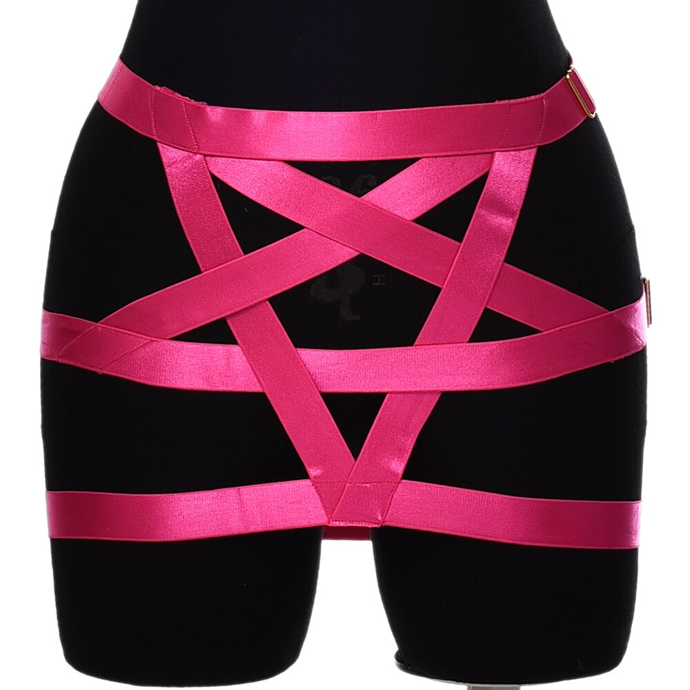 Arnés de pentagrama de estrella, falda ajustable, jaula de cuerpo, ropa Sexy hueca para , Liga de colocación gótica, arnés para el cuerpo: N-P0114-MHS