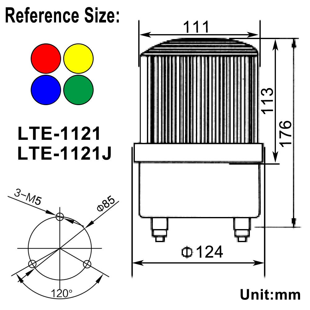 LTE-1121J Roterende Baken Verkeer Sirene Waarschuwingslampje Industriële Alarm Bouw Lamp Lamp Geluid Zoemer/Geen Ac 220V Dc12v 24V
