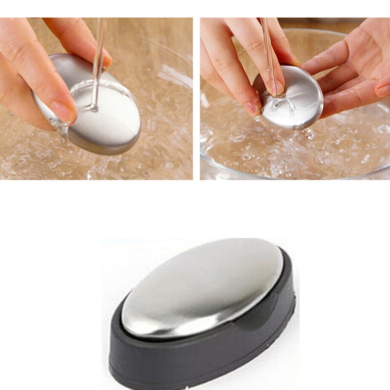Jabón de acero inoxidable, forma ovalada, desodoriza el olor de las manos, elimina el olor mágico, barra de cocina