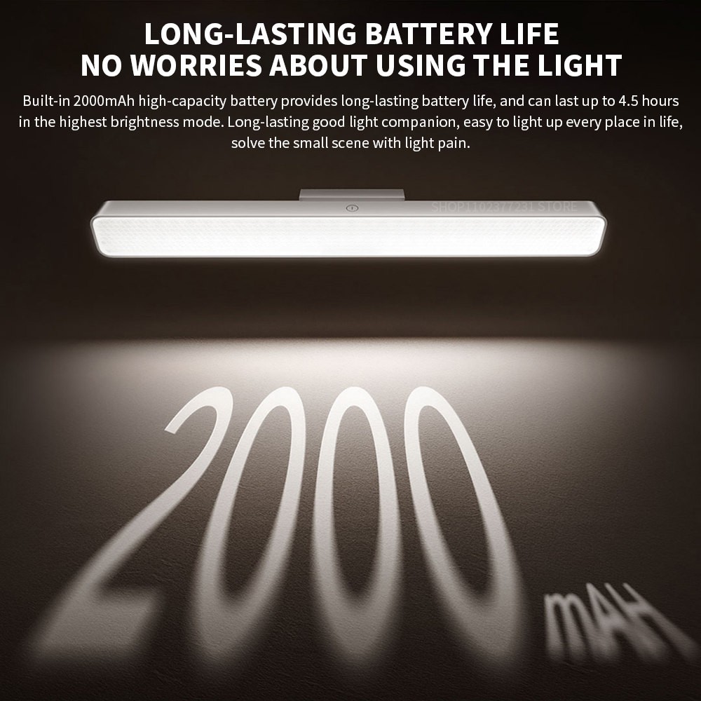 Lâmpada de leitura magnética Xiaomi Mijia, lâmpada estendida, Ra90, 2000mAh, luz uniforme, lâmpada ajustável, 3 engrenagens, 150lm, 36cm