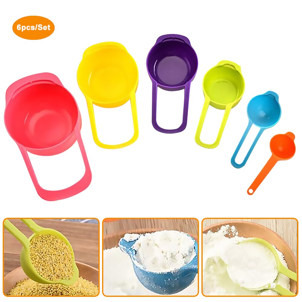 Juego de cucharas de taza medidora anidadas, utensilios de cocina para hornear, coloridos, 6 uds.