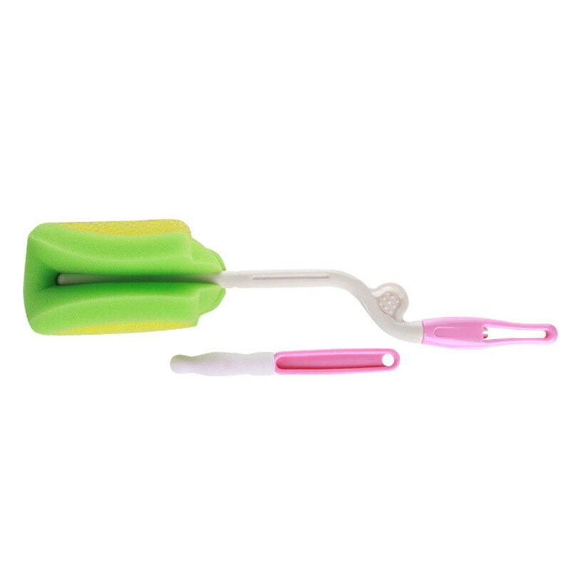 Two Pieces Baby Milk Feeding Bottle Sponge Brush Bottle Washing Cleaning Kitchen Cleaner Tool Random Color For Baby