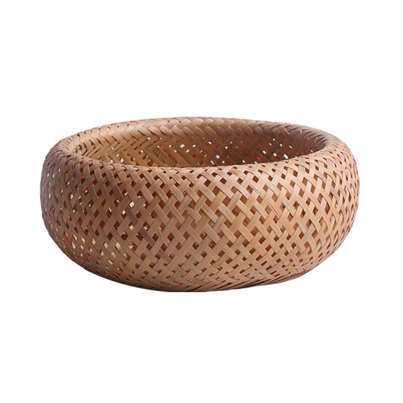 Reusable kitchen double-layer woven bamboo storage basket vegetable storage basket