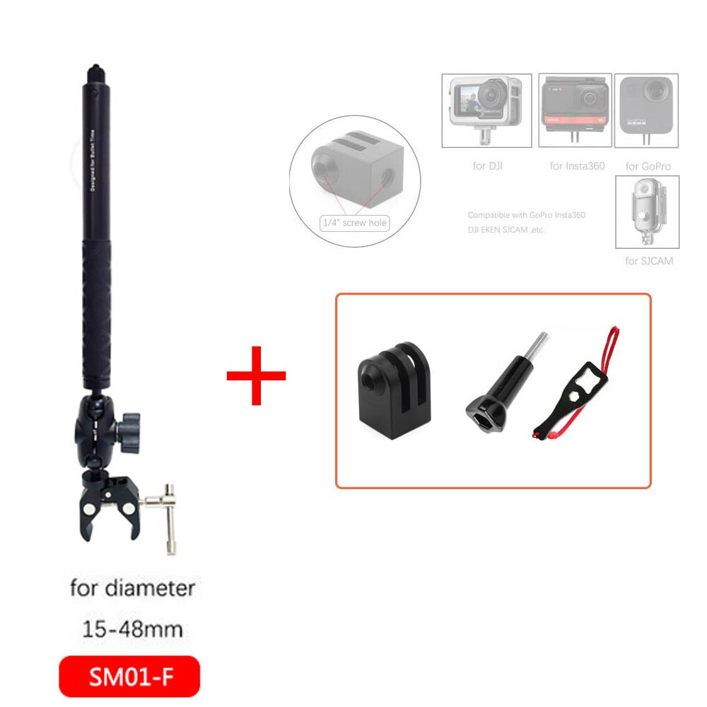 TUYU Motorrad Dritten Person Perspektive Lenker Halterung für GoPro DJI Insta360 Ein R X2 Unsichtbare Selfie Stick Zubehör: SM01-F-adapter