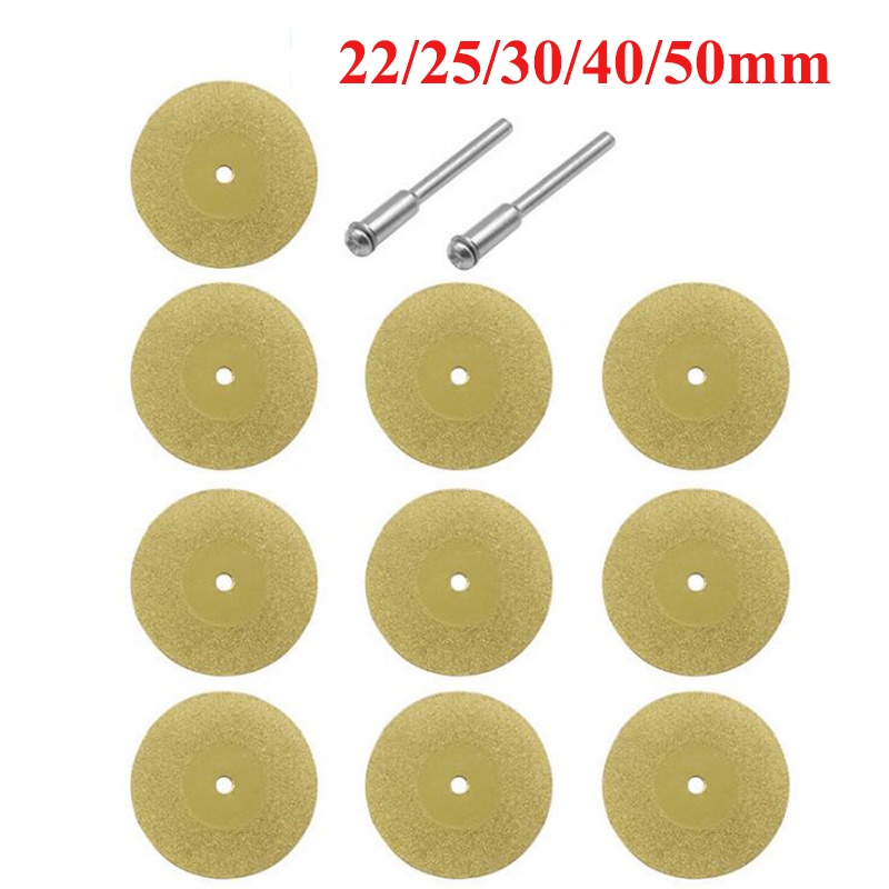 Diamant-Sägeblatt, Mini-Dremel-Trennscheibe, 10-teiliges Rad mit 2 Pleuelstangen für Dremel-Bohrdrehwerkzeug, 22 mm, 25 mm, 30 mm, 40 mm, 50