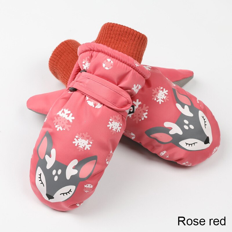 MOLIXINYU-gants de Ski tricotés pour enfants | Nouveaux gants d'hiver chauds pour garçons et filles, Plus velours épais pour 8 à 12 ans: rose red